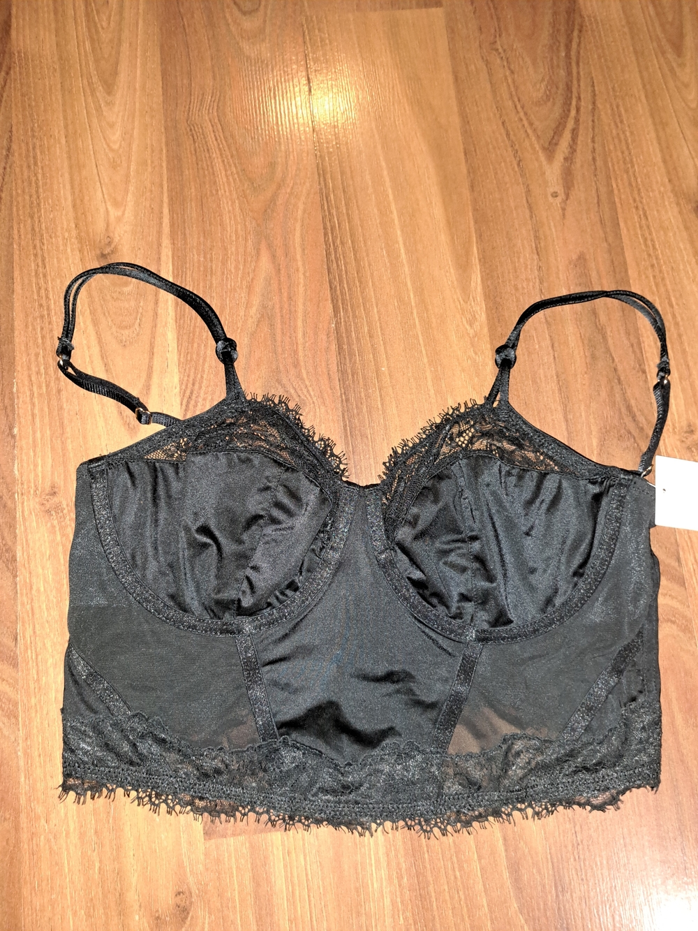 Auden Black Lace Longline Bralette